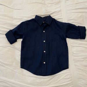 GUC Janie and Jack®️ Toddler Boys SIZE 3 Navy Linen Button-down Shirt